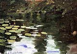 Pond Canvas Paintings - Yerres, on the Pond, Water Lilies